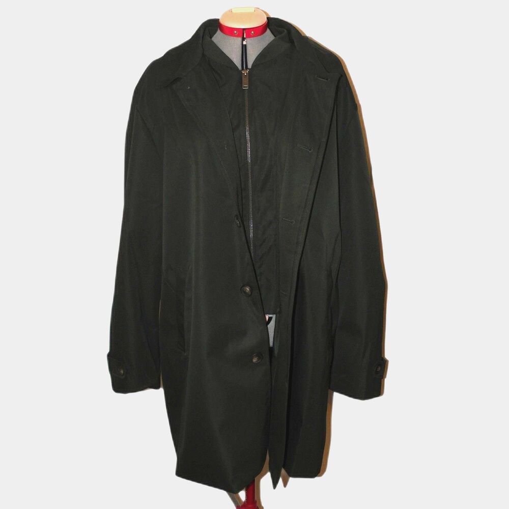 Men's LG Trench Coat Single Breasted Removable Liner All Weather Stafford NWT